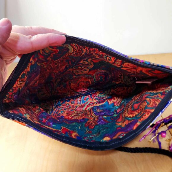 Northern Brights Confetti Mylar Recycled Trash Art Bag Purse Colorful Art Deco - Picture 9 of 13